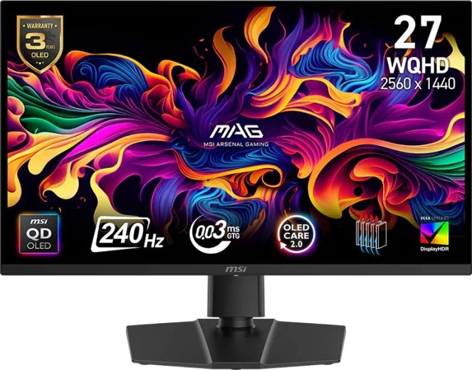 Moniteur gaming 27" QD‑OLED WQHD 240 Hz MAG 271QP, noir