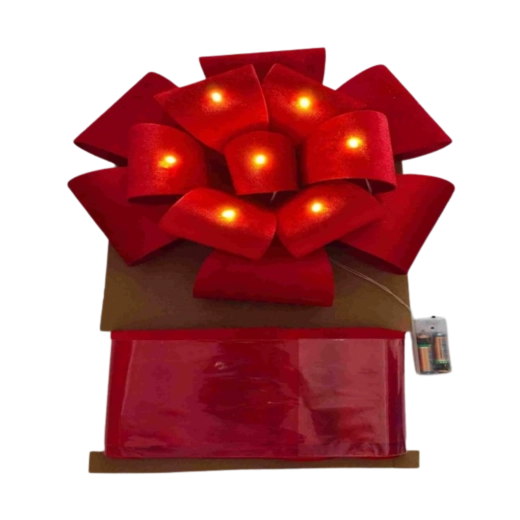 Nœud décoratif de Noël pour porte avec éclairage LED 40 × 40 cm rouge