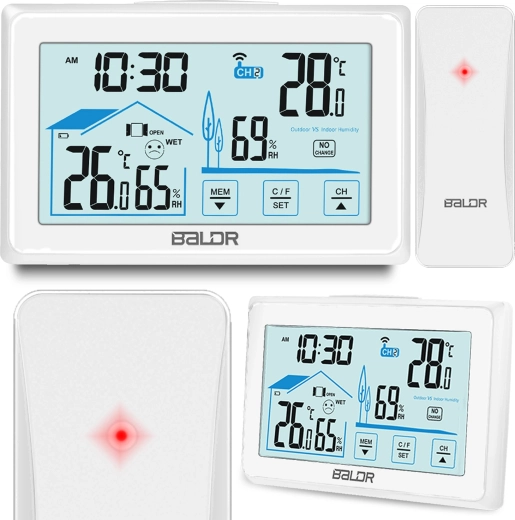 Station météo numérique avec capteur sans fil blanche