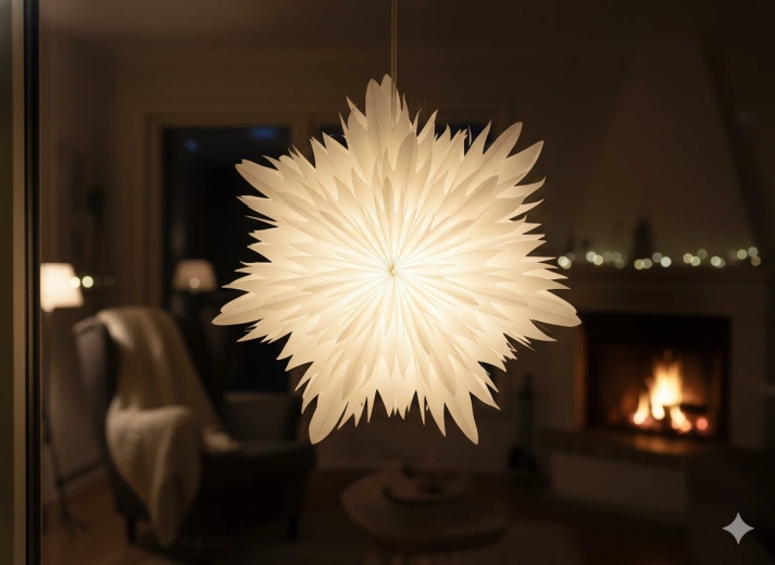 Étoile décorative en papier à deux couches 40 cm blanche