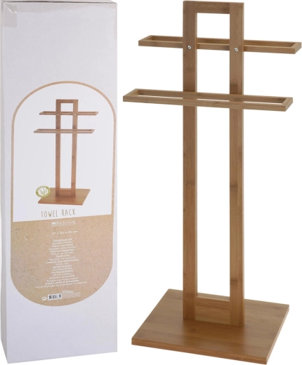 Porte-serviettes sur pied en bambou 37 × 25 × 85 cm