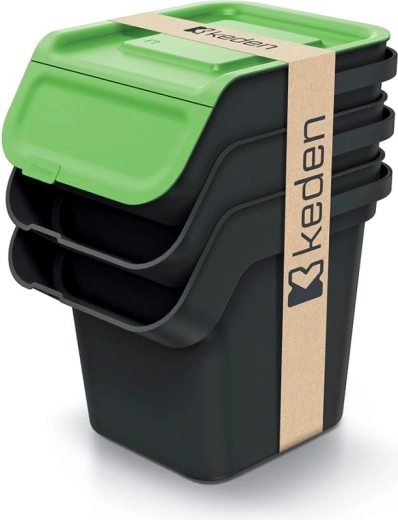 Ensemble de 3 poubelles pour tri sélectif 3×20 l avec filtre à charbon actif KEDEN KADDI
