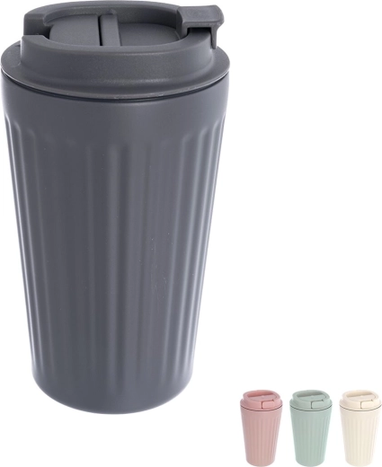 Mug de voyage isotherme 500 ml avec couvercle (inox/plastique), assortiment de couleurs