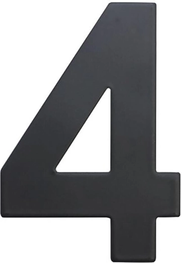 Numéro de maison 4, 75 mm, inox, noir mat