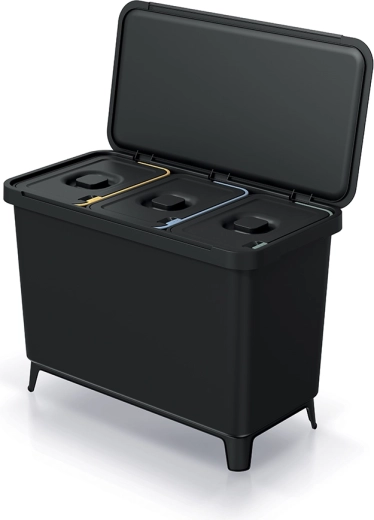 système de tri des déchets SYSTEMA 3×10 l en plastique recyclé, mural