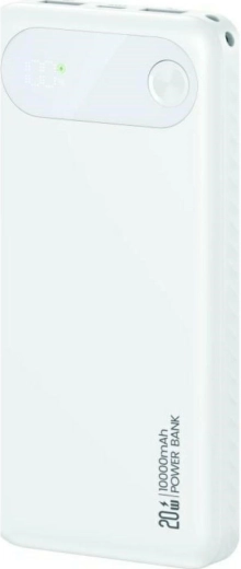 Batterie externe USAMS PB80 10000 mAh, 20 W PD, 2×USB‑A + USB‑C, blanche