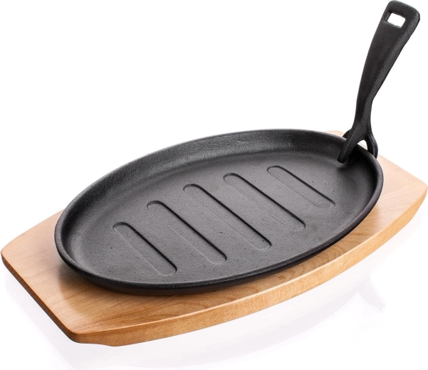 Poêle en fonte 27 × 17,5 cm avec planche en bois Grada
