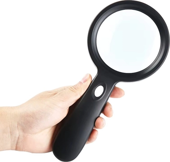 Loupe en verre XL avec éclairage LED 10×