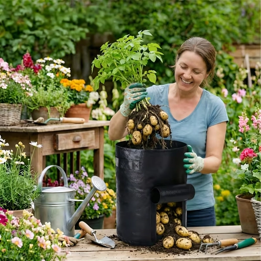 sac de culture avec fenêtre pour pommes de terre et légumes racines