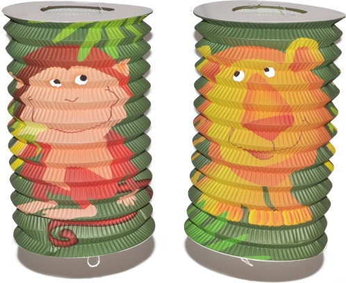 Lampion cylindre avec motif animal 16 cm