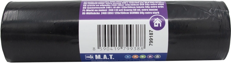 Sacs poubelle 240 l, extra résistants, noirs (8 pcs)