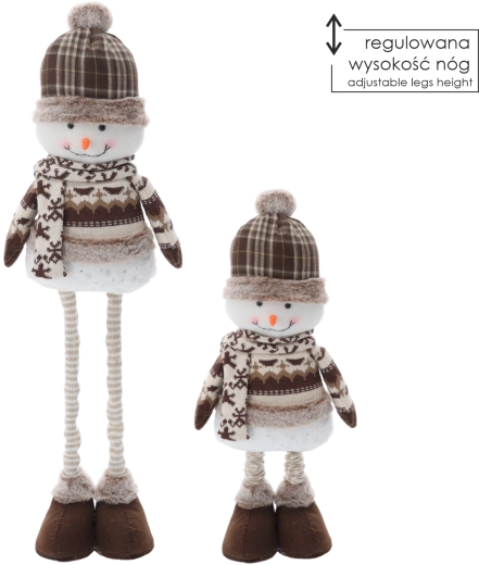 Bonhomme de neige de Noël avec jambes réglables 52–83 cm marron