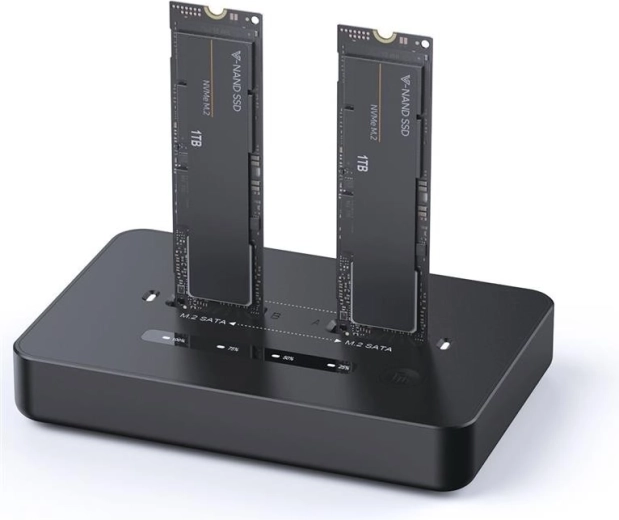 Station d’accueil double pour SSD M.2 NVMe et SATA avec USB‑C, noir