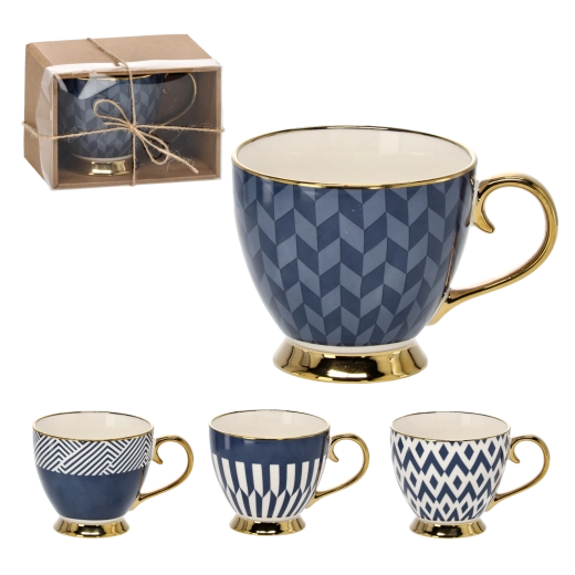 Tasse en porcelaine sur pied 445 ml avec accents dorés