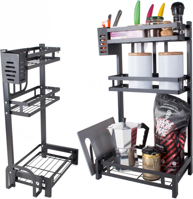Organiseur de cuisine métallique à trois niveaux
