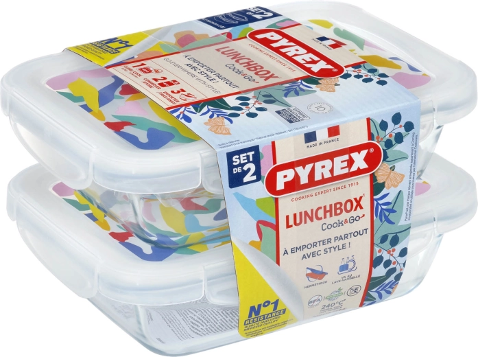 Ensemble de boîtes rectangulaires en verre PYREX 2 × 0,8 l