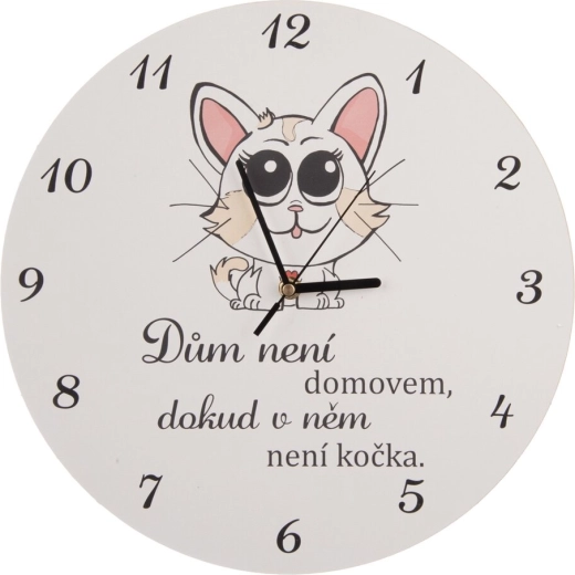 Horloge murale en bois Cat Home blanche 34 cm