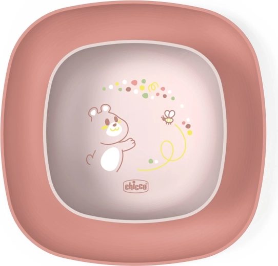 Ensemble repas Chicco bol et assiette rose 12m+
