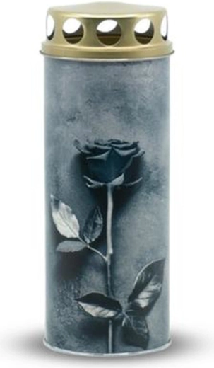 Bougie de cimetière gris rose 195 g avec couvercle
