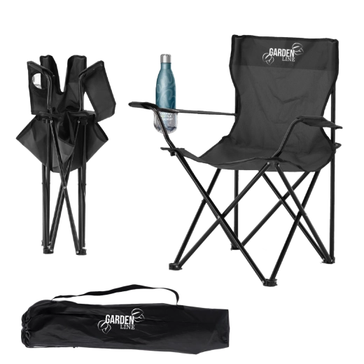 Chaise pliante de camping et de pêche, noire 50 × 50 × 80 cm
