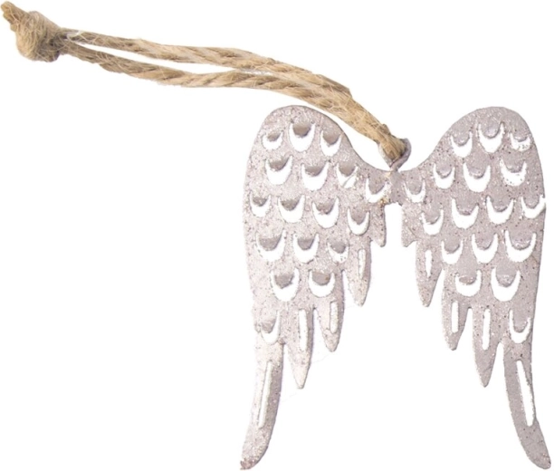 Décoration métallique suspendue ailes d’ange rose 6 × 5 cm