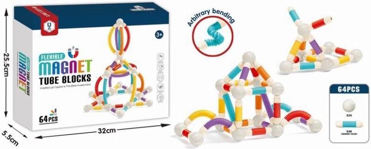 Jeu de construction magnétique mobile, 64 pièces