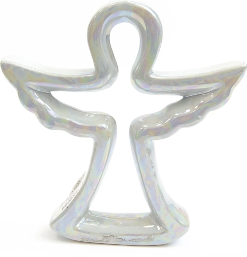 Ange en céramique avec effet nacré vert 16 cm
