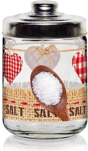 Bocal en verre avec couvercle Cerve Valentina 800 ml – cœur Sel
