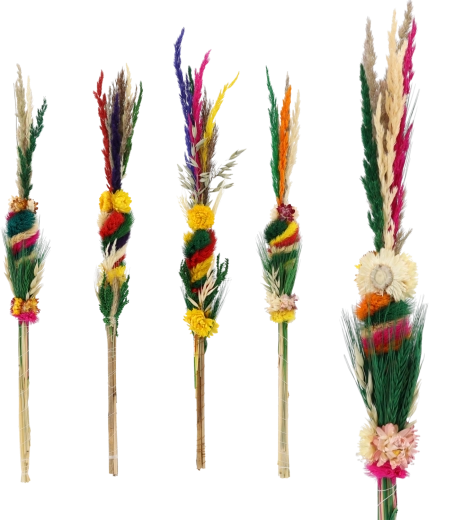 Palme traditionnelle de Pâques en matériaux naturels 60 cm