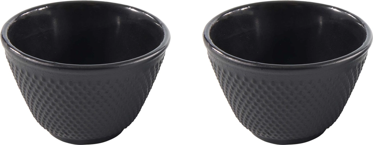 Tasses à thé en fonte 100 ml, lot de 2 pièces, noires