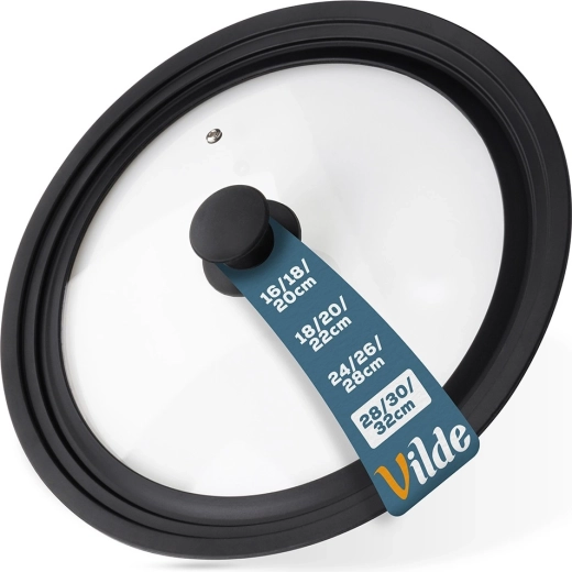 Couvercle universel en verre avec bord en silicone 28/30/32 cm