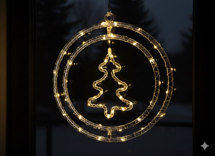 Décoration de Noël – sapin avec micro LED, 48 lumières, blanc chaud, à piles