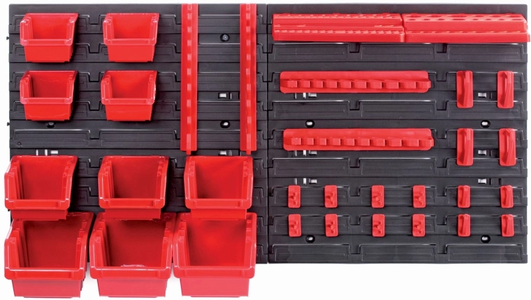 Panneau mural avec 10 bacs et 22 porte-outils ORDERLINE 800 × 165 × 400 mm