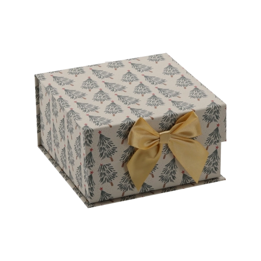 Boîte cadeau de Noël avec nœud doré 20 × 20 × 11 cm