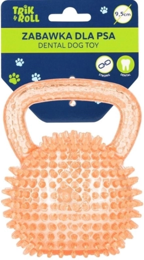 Balle orange pour chien avec poignée