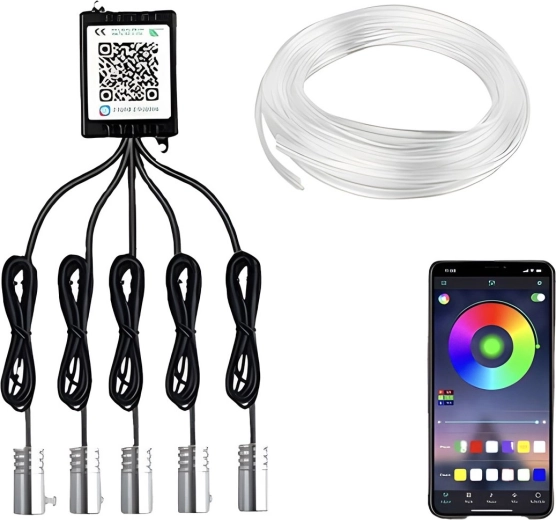 RENEW FORCE éclairage d’ambiance LED RGB pour l’intérieur de la voiture 7 m avec commande Bluetooth - 1 pièce
