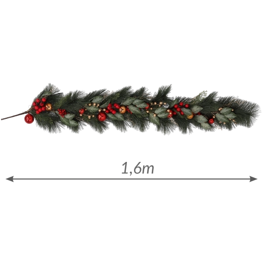 Guirlande de Noël rouge et or 160 cm - 1 pièce