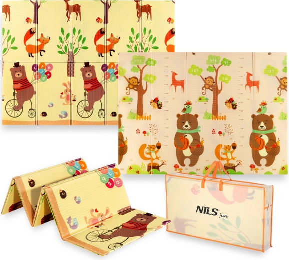 Tapis de jeu pliable pour enfants NILS Fun Forest 190 × 150 cm en mousse