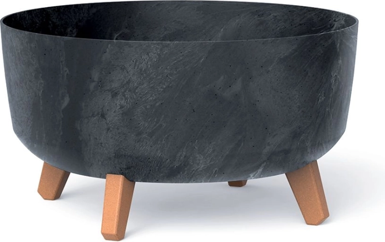 Pot de fleurs effet béton sur pieds, anthracite, diamètre 38 cm