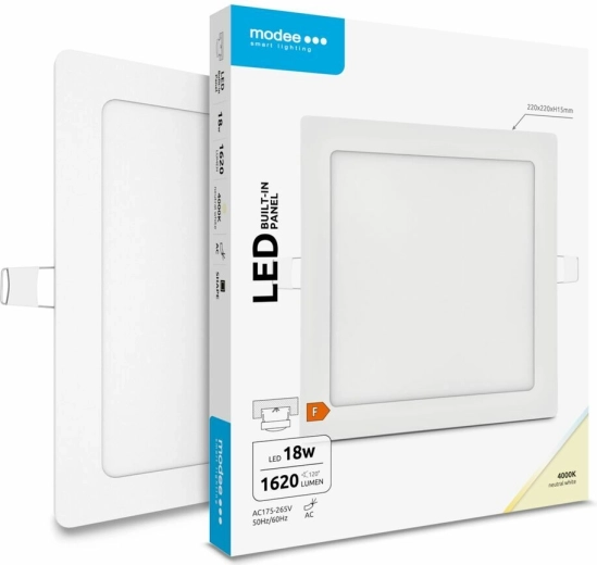 Panneau LED encastré carré Modee Lighting 18 W, blanc neutre, 1620 lm