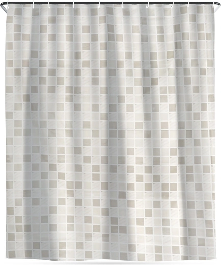 Rideau de douche imperméable avec crochets, mosaïque 180 × 180 cm