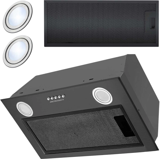 Hotte encastrable sous-meuble 52 cm noire Berdsen