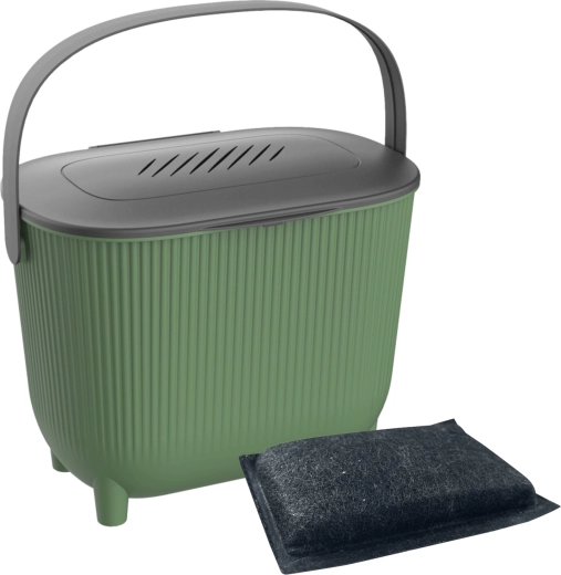 Composteur de cuisine 10 l, vert avec couvercle gris