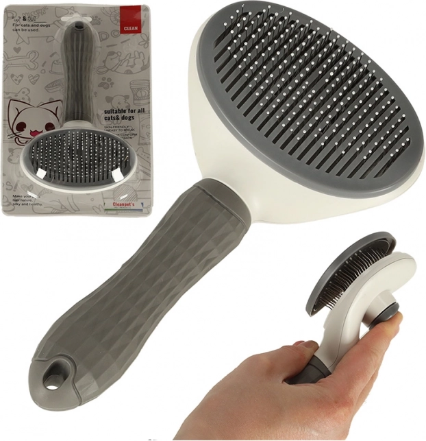 Brosse autonettoyante pour poils de chiens et chats