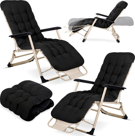 Chaises longues de jardin pliantes avec rembourrage SOFOTEL ChillWell, lot de 2, noir