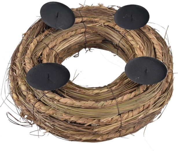 Couronne de l’Avent en osier et métal 31 × 31 × 12 cm