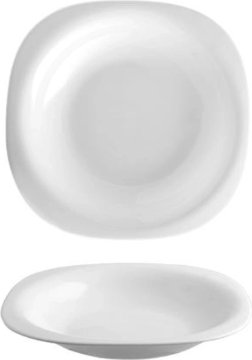 Assiette à soupe carrée Boreal 22 × 22 cm en verre opale