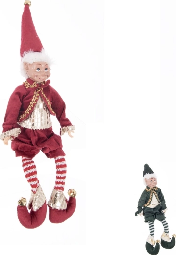 Lutin de Noël assis en polyrésine 40 cm (2 variantes)