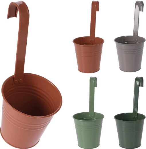 Pot de fleurs décoratif suspendu en tôle 13 cm – assortiment de couleurs