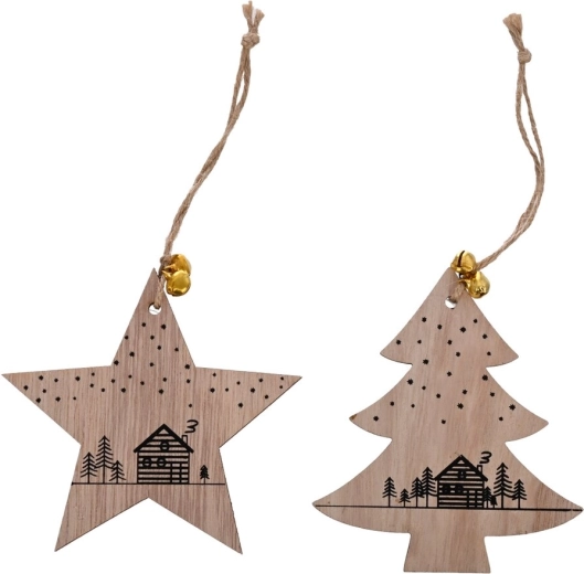 Ornement en bois beige 11 × 13 cm (2 variantes)
